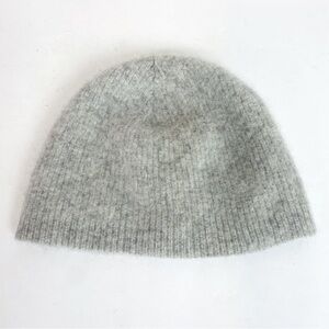 Splendid 100% Cashmere Grey Ribbed Beanie OS
